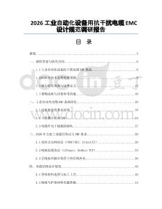2026工业自动化设备用抗干扰电缆EMC设计规范调研报告