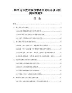 2026污水处理膜技术迭代更新与项目投资回报测算