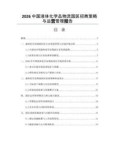 2026中国液体化学品物流园区招商策略与运营管理报告