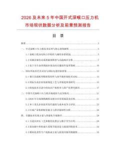 2026及未来5年中国开式深喉口压力机市场现状数据分析及前景预测报告.docx