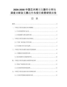 2026-2030中国芯片拷贝仪器行业市场深度调研及发展趋势与投资前景研究报告