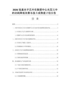 2026硅基光子芯片在数据中心光互连中的功耗降低效果与技术成熟度评估报告