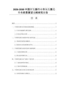 2026-2030中国挥发器行业市场发展趋势与前景展望战略研究报告