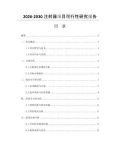 2026-2030注射器项目可行性研究报告