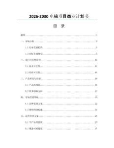 2026-2030电梯项目商业计划书