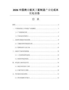 2026中国商业航天卫星制造产业链成本优化报告