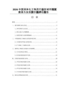 2026中国液体化工物流行业区域市场发展潜力及投资价值评估报告
