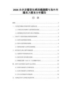 2026光伏逆变器技术路线选择与海外市场准入标准分析报告