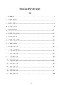 铝加工企业市场风险评估报告