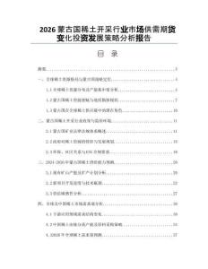 2026蒙古国稀土开采行业市场供需期货变化投资发展策略分析报告