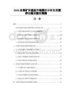 2026金属矿采选业市场现状分析及投资评估规划报告预测