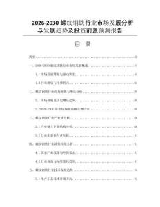 2026-2030螺纹钢铁行业市场发展分析与发展趋势及投资前景预测报告