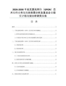 2026-2030千兆无源光网络（GPON）芯片组行业市场现状供需分析及重点企业投资评估规划分析研究报告