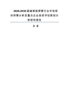 2026-2030直缝埋弧焊管行业市场现状供需分析及重点企业投资评估规划分析研究报告