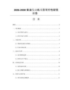 2026-2030柴油发动机项目可行性研究报告
