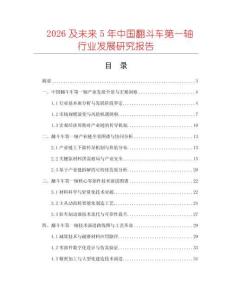 2026及未来5年中国翻斗车第一轴行业发展研究报告