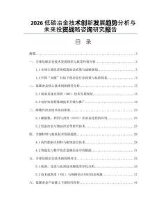 2026低碳冶金技术创新发展趋势分析与未来投资战略咨询研究报告