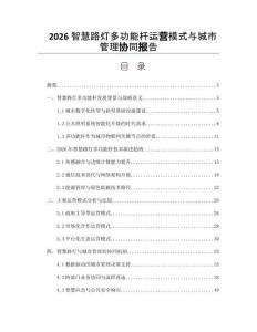 2026智慧路灯多功能杆运营模式与城市管理协同报告