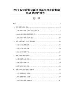 2026智慧农业装备渗透率与精准农业实施效果评估报告