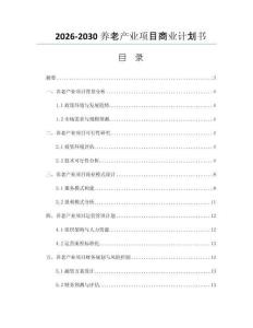 2026-2030养老产业项目商业计划书