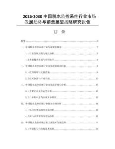2026-2030中国脱水监控系统行业市场发展趋势与前景展望战略研究报告