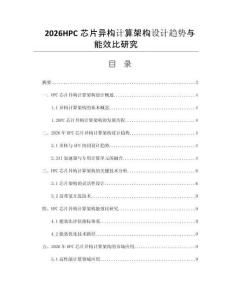 2026HPC芯片异构计算架构设计趋势与能效比研究