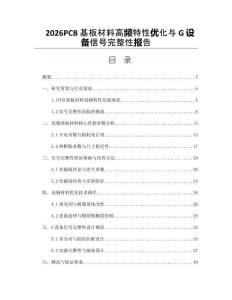 2026PCB基板材料高频特性优化与G设备信号完整性报告
