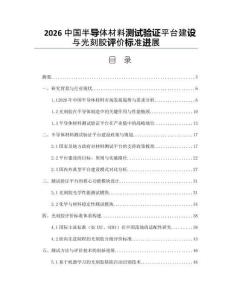 2026中国半导体材料测试验证平台建设与光刻胶评价标准进展