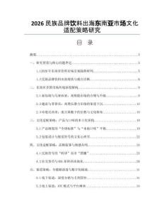 2026民族品牌饮料出海东南亚市场文化适配策略研究