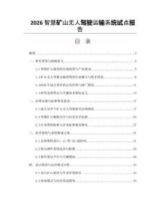 2026智慧矿山无人驾驶运输系统试点报告