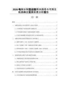 2026电解水制氢设备降本路径与可再生能源耦合发展前景分析报告
