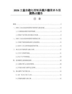 2026工业自动化控制系统升级需求与投资热点报告