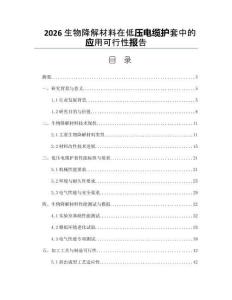 2026生物降解材料在低压电缆护套中的应用可行性报告