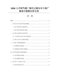 2026电子特气国产替代进程与半导体厂商采购策略分析报告