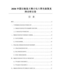 2026中国储能技术商业化应用与政策支持分析报告