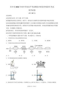 2026年四川省巴中市中考化学试卷试题真题（含答案详解）
