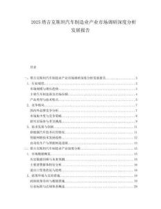 2025塔吉克斯坦汽车制造业产业市场调研深度分析发展报告.docx
