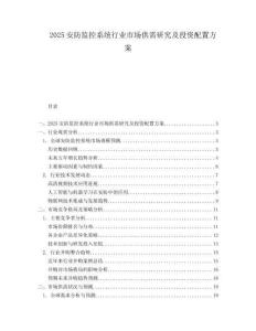 2025安防监控系统行业市场供需研究及投资配置方案.docx