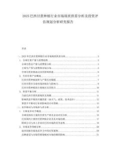 2025巴西甘蔗种植行业市场现状供需分析及投资评估规划分析研究报告.docx