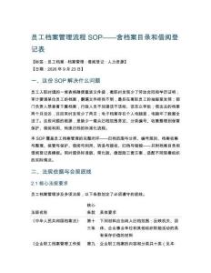 员工档案管理流程SOP——含档案目录和借阅登记表