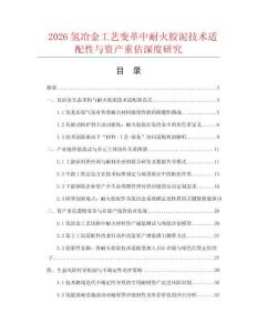 2026氢冶金工艺变革中耐火胶泥技术适配性与资产重估深度研究.docx