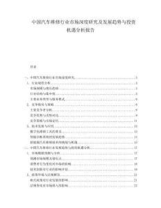 中国汽车维修行业市场深度研究及发展趋势与投资机遇分析报告.docx