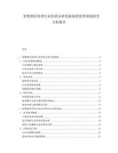 智慧酒店管理行业供需分析发展现状投资规划研究分析报告.docx