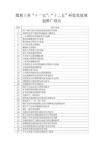 煤炭工業“十一五”、“十二五”科技發展規劃推廣項目