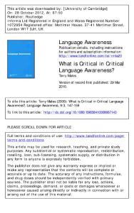 What is Critical in Critical Language Awareness
