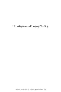 sociolinguistics and language teaching