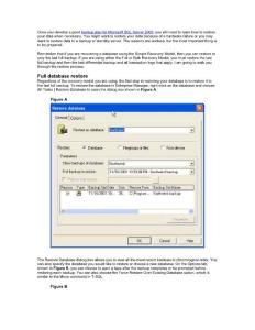 Once you develop a good backup plan for Microsoft SQL Server ...