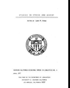 Studies in Stress and Accent - Southern California Occasional Papers in Linguistics 4  1977
