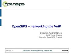 OpenSIPS – networking the VoIP - UK Network Operators Forum