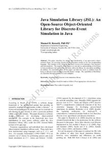 Java Simulation Library  JSL An Open Source Object Oriented Library for Discrete-Event Simulation in Java